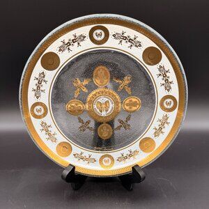 Vintage GEORGES BRIARD Butterfly Glass Gold Round Serving Candy Dish Plate 8.5"
